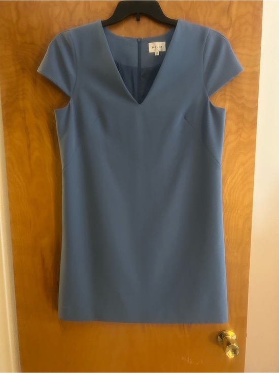 Milly Blue V-Neck Cap Sleeve Mini Dress